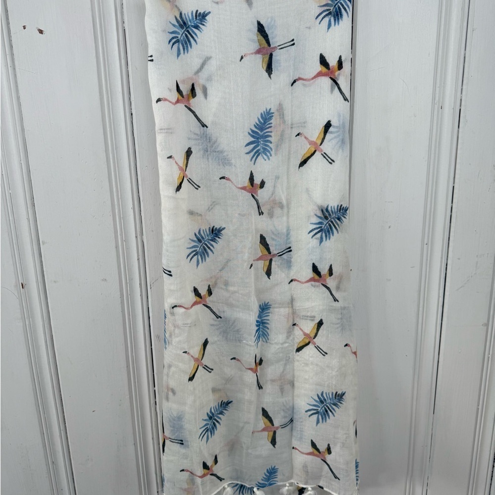 LOFT Flamingo and Leaf Print Scarf